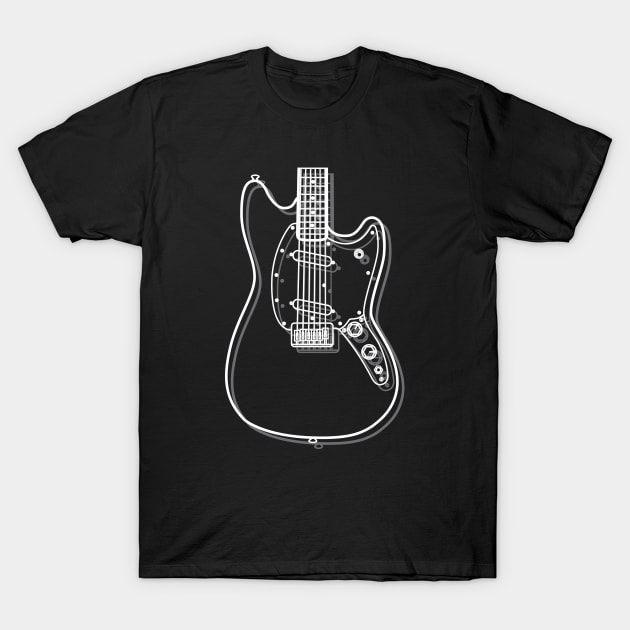 M-Style Offset Style Electric Guitar Body Outline Dark Theme T-Shirt by nightsworthy